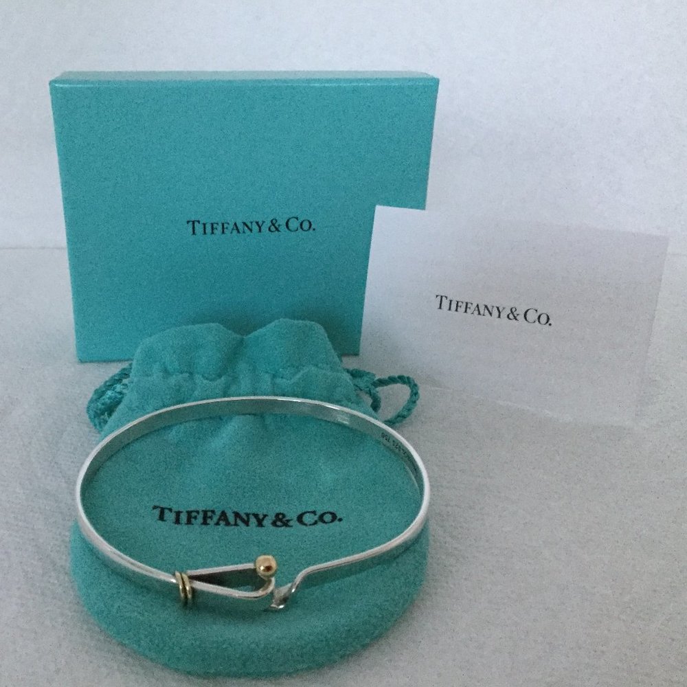 Tiffany & Co Silver/18K Hook Eye Ball Bangle